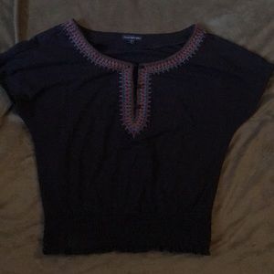Embroidered smocked top